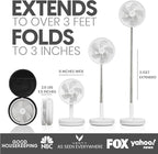 VENTY Portable Fan - Wireless Battery Operated Fan - 4 Speeds - LED Lighting - Carry Case & Remote Control - Cruise Travel - Outdoor Travel RV Power Bank With USB-C Port (White with Case)