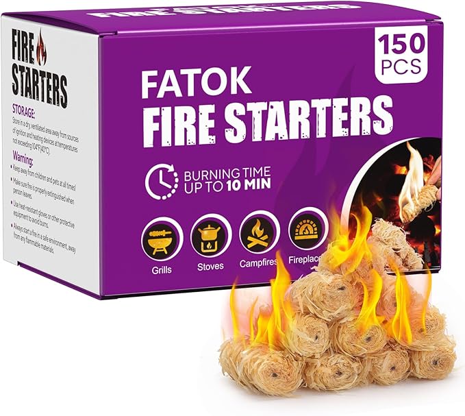 150pcs Fire Starter, Natural Tumbleweed Fire Starters for Campfires, Fireplace, Fire Pit, BBQ, Chimney, Pizza Oven, Pellet Stove & Wood, Charcoal Starter for Grill (150pcs)