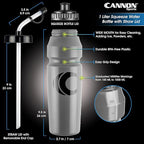 Cannon Sports 1 Liter Sports Water Bottle, BPA-Free, 34 Oz Capacity, Large Mouth, 2 lids (Straw and Squeeze), Great For Helmet Sports Such As Hockey, Lacrosse, Football, Boxing (Gray)