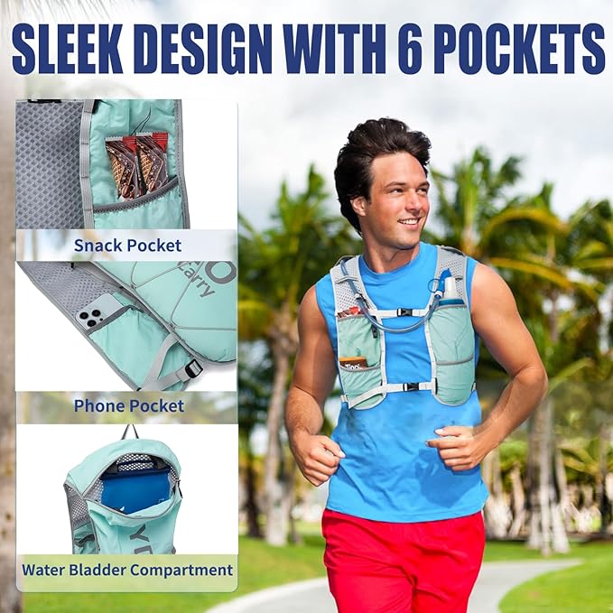 Lightweight Running Vest for Women and Men Hydration Backpack Pack with 1.5L Water Bladder Bag for Hiking Trail Running Gear Cycling Marathon