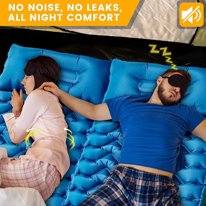 Sleeping Pad, Compact Sleeping Pad for Camping with Pillow Built-in Foot Pump, Inflatable Sleeping Mat for Travel Backpacking Hiking Sleeping Bag Tent, Outdoor Adventure Camp Gear