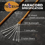 TECEUM 5/32" Paracord Rope 1000 – 1000ft / 200ft / 100ft / 50ft – Tactical Parachute Cord 4mm – 45+ Colors – Nylon String for Survival & Camping Gear – Stripe Cord for Survival – Utility Rope