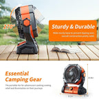 Camping LED Fan with Light, 40000m Rechargeable Battery Powered Outdoor Tent Fan with Light and Hook, 6 Speed, Personal USB Desk Fan for Camping, Fishing, Power Outage,Hurricane, Worksite