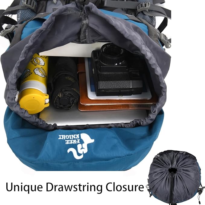 Bseash 60L Hiking Camping Backpack with Rain Cover, Waterproof Large Capacity Outdoor Sport Travel Daypack Climbing Touring (Light Blue)