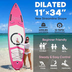 Inflatable Paddle Board,Stand Up Paddle Board Set, Extra Wide SUP Board with Removable Fin, Floating Paddle, Hand Pump, Waterproof Phone Pouch,Traveling Board