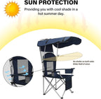 PLKO Camping Chairs with Canopy, Portable Quad Lawn Chair for Adults, Folding Recliner Chair with Cup Holder Outdoor Events and Shade- Support 330 LBS