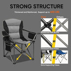 Northroad 2 Pack Oversized Camping Chair, Padded Portable Chairs Heavy Duty Camping Folding Chairs w/Cooler Bag & Cup Holder, Support 400 LBS for Outdoor, Fishing & Garden (Red & Black)