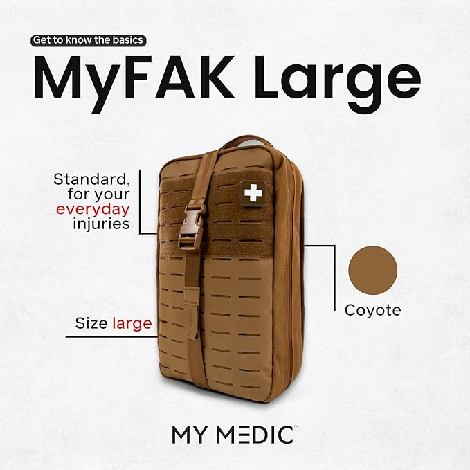 My Medic MYFAK Large Medical Kit (Standard) - Emergency First Aid Survival Essentials & Supplies | Travel Bag Ready EMT Items For Any Car, Home or Office - Coyote
