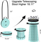 ALEVMOOM Upgraded Portable Collapsible Stool with Cushion, Telescoping Folding Stool for Adults, Lightweight Yet More Sturdy Capacity 600 lbs for Camping Fishing Hiking BBQ