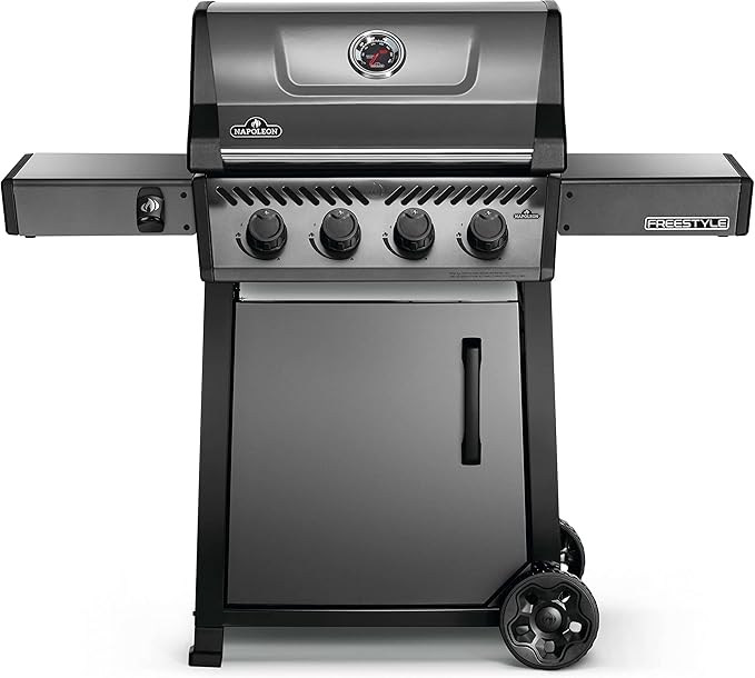 Napoleon Freestyle 425 Natural Gas Outdoor Grill, Graphite Grey – High-Performance 4-Burner BBQ with Stainless Steel Grates