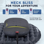 Hikenture Camping Pillow Ultralight, Inflatable Pillows with Removable Cover, Compact Portable Backpacking Pillow, Ergonomic Blow Up Camp Pillows, Washable Air Pillow for Hiking, Beach, Travel (Grey)