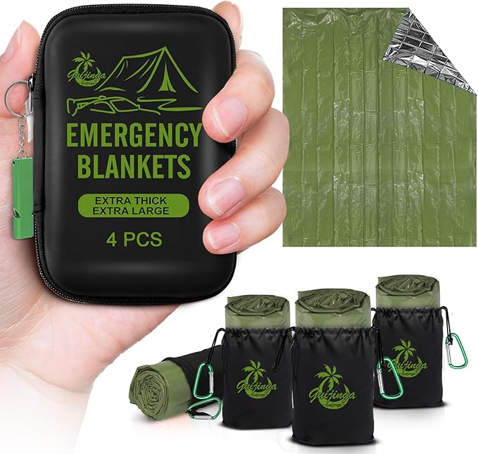 Emergency Blankets for Survival, 2-Pack/4-Pack Space Blankets, Gigantic & Extremely Thick Survival Blanket, Suitable for Outdoor Survival, Camping, and Hiking