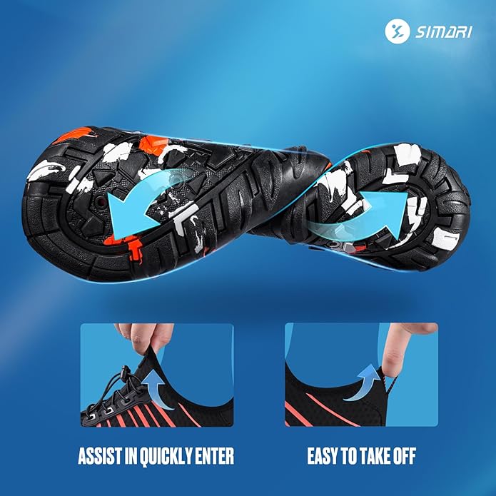 SIMARI Water Shoes for Women Men - Barefoot Quick-Dry Aqua Socks | Lightweight Swim Shoes for Surfing, Swimming, Beach Sports, Kayaking, Diving | Non-Slip Design