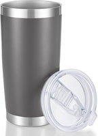 20 oz Tumbler Stainless Steel Tumblers with Lid Double Wall Vacuum Insulated Coffee Mug 20oz Powder Coated Cup for Hot and Cold Drinks, Gray, 1 pack