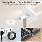 3 in 1 Wireless Charging Station,Detachable Apple Watch Charger & 15W Charger Stand for MagSafe for iPhone, Wireless Charger for Multiple Devices iPhone 16/15/14/13&Watch&AirPods(Green)