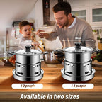 Camping Cookware Set, Portable Camping Stove With Pot Stainless Steel Alcohol Stove, No Electricity Required Adjustable Fire, for Camping Outdoor Kitchen Cooking Picnic for 1-2