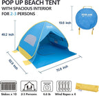 2 Seconds Easy Setup Pop Up Beach Tent for 2-3 Persons,UPF 50+ Thicker Oxford Fabric,Steel Wire Frame,Superb Windproof Sun Shelter,Lightweight Beach Cabana with Handy Carry Bag