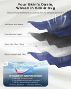 Dual-Sided Sleep Mask for Side Sleepers, Soundless Velcro, Bamboo Fiber & Milk Silk Eye Mask, Zero Pressure Sleeping Mask for Women & Men, Eye Relief Blindfold for Nap, Travel Essentials, Blue