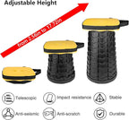 Upgraded Folding Stool Collapsible Portable Chairs Sturdy Heavy Duty 550lbs Load Capacity Telescopic Stool for Camping Travel Hiking (Yellow)