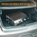 Tabletop Gas Griddle No Lid & Foldable Legs, 3-Burner BBQ Propane Flat Top Griddle, Portable Grill Stove for Outdoor Cooking Patio Party Camping Tailgating RV, Stainless Steel, GS311