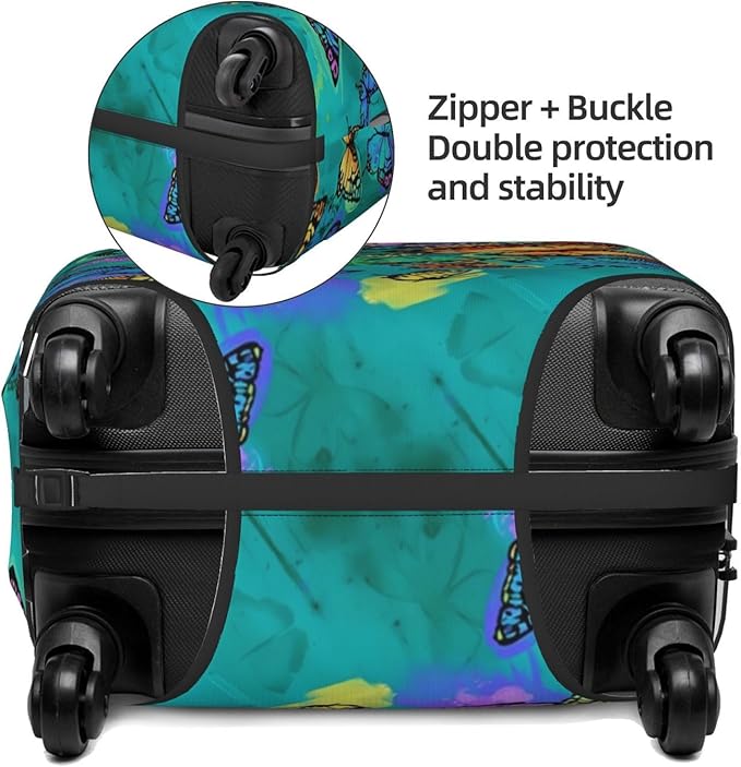 Travel Luggage Cover Suitcase Protector, Rainbow Butterfly Washable Elastic Suitcase Baggage Cover Anti-scratch Double-sided with Zipper Closure for Wheeled Suitcase Fits 18-21 Inch Luggage