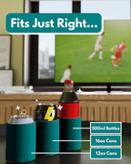 PartyPrints 100 Pack Teal Blank Can Cooler Sleeves, Customizable Bulk Insulated Foam for Beer, Collapsible Plain Drink Holder, Cold Soda Insulator, 12oz Regular, 16oz Tall Cans