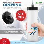50 Strong Sports Water Bottles – Reusable 22 oz BPA-Free Plastic Bottles with Pull Top Cap – Made in USA – Top Rack Dishwasher Safe – Fits Most Bike Cages Brand
