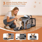 Lekereise Pet Carrier Backpack Expandable Cat Backpack for Small Dogs Cats, Dog Backpack Bag with Breathable Mesh and Inner Safety Leash, Striped