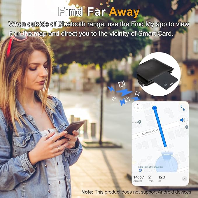 [Apple MFi Certified] LBPRT Air-Tag Card Rechargeable Wallet Tracker Thin 1.6mm, Item Finder Work with Apple Find My APP (iOS Only, Android not Supported) Smart Locator for Luggage Suitcase, Purse,Bag