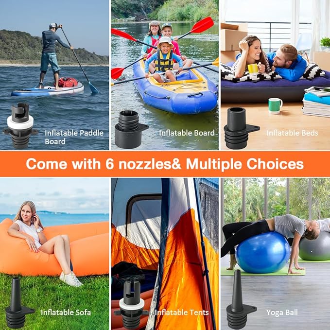 20PSI Paddle Board Pump-Portable Electric SUP Air Pump, Dual Stage Inflation & Deflation SUP Pump, 110W Paddleboard Pump with Auto-Off Function & 12V DC Car Connector for Paddle Board, Kayaks