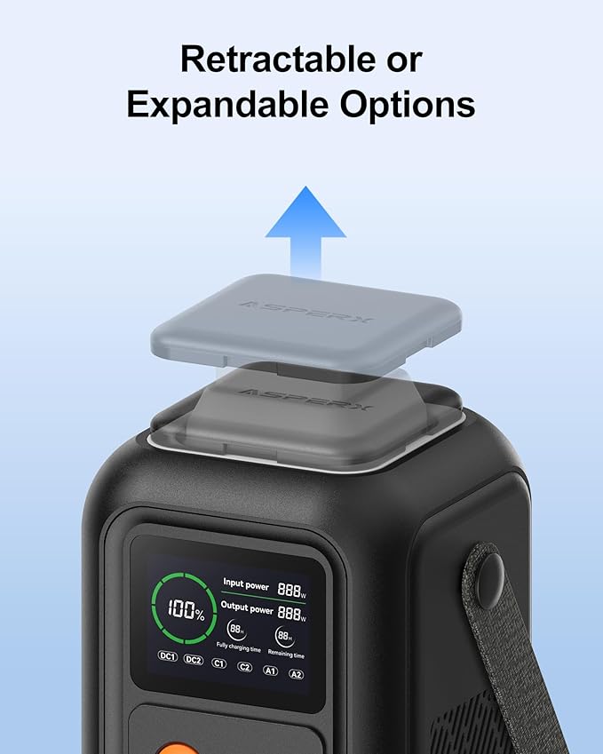 AsperX Portable Power Station, 192Wh LiFePO4 Battery with 200W Output, Dual 140W PD3.1 Fast Charging, Smart Display, 60,000mAh DC Laptop Power Bank Station for Outdoor Travel, Camping, Home, Emergency