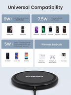 Wireless Charger, 15W Max Fast Wireless Charging Pad 2-Pack Compatible with iPhone 17/17 Air/17 Pro/17 Pro Max/16/15/14/13/12/Samsung S24/S24Ultra/S23Ultra/S22/S21,AirPods Pro2
