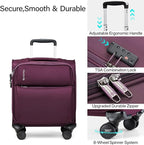 Hanke 16 Inch Underseat Carry On Luggage with Spinner Wheels Airline Approved, Small Rolling Suitcase Softside Underseater Lightweight TSA Travel Roller Suitcase Carry-On Bag(Purple)