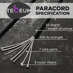 TECEUM 5/32" Paracord Rope 1000 – 1000ft / 200ft / 100ft / 50ft – Tactical Parachute Cord 4mm – 45+ Colors – Nylon String for Survival & Camping Gear – Stripe Cord for Survival – Utility Rope