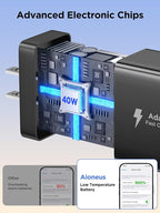 40W USB C Charger Cube, 2Pack 4-Ports Wall Plug Fast Charging Block with 6FT USBC to USBC Cord, Multiport Brick Type C Box Compatible with iPhone 16/15, Samsung S25 S24 S23, iPad, Cellphones Charger