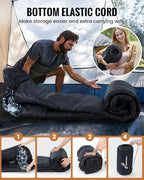 Sportneer Sleeping Bags for Adults, 0 Degree Sleeping Bag XL Flannel Winter Cold Weather Sleeping Bag with Detachable Hood Compression Sack for Camping, Backpacking, Hiking