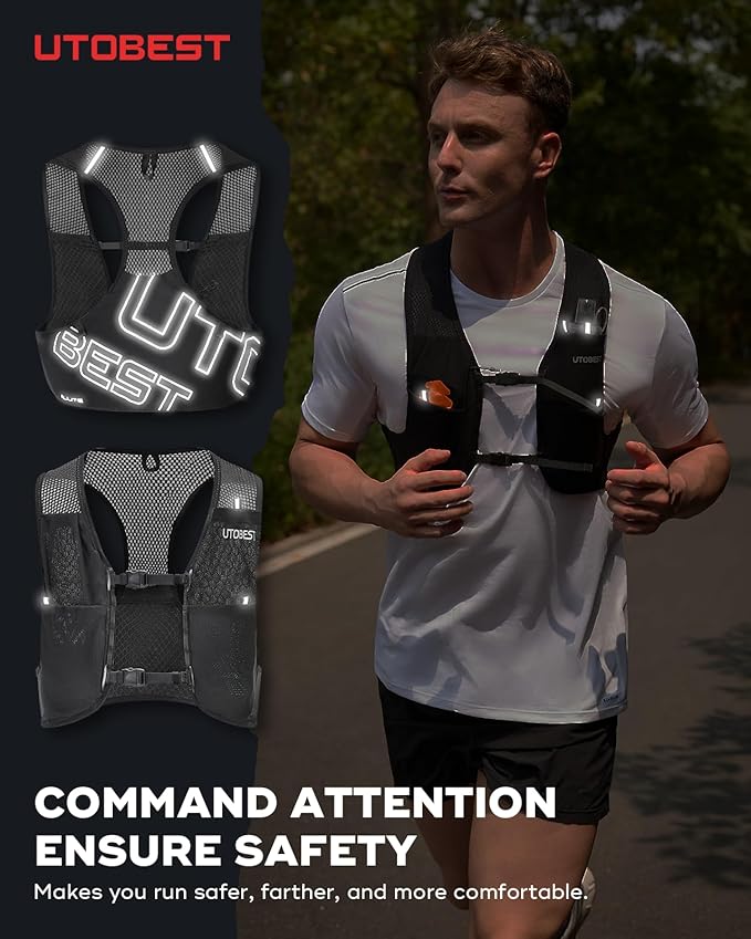 UTOBEST Running Vest for Women Men, Ultra-Light Minimalist Hydration Vest, Breathable Reflective Running Gear for Trail Hiking Jogging