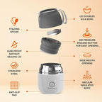 Energify Vacuum Insulated 12oz Titan Gray Thermos with Folding Spoon and Carry Case, BPA-Free, Meal Holder