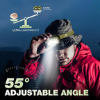 Mossy Oak 600 Lumens Rechargeable Headlamp, Lightweight LED Headlight with White & Red Light, Waterproof Head Lamp with Non-Slip Band, Dimmable & Memory Function for Camping, Running, Hiking, Outdoor