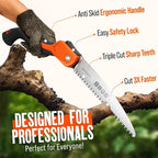 9-Inch Folding Camping Saw - Heavy Duty Pruning Saw with Triple-Cut SK5 Blade, 7 TPI Razor Teeth for Tree Trimming, Wood Cutting, Camping, Bushcraft, and Gardening Work