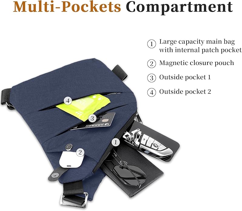 Anti Theft Crossbody Travel Bag for Women Men,Multi-pocket Crossbody Bag,Slim Sling Bag with Adjustable Strap