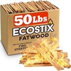 Eco-Stix Fatwood Fire Starter Kindling Firewood Sticks – 100% Organic – Firestarter for Wood Stoves, Fireplaces, Campfires, Bonfires, 50 Pounds