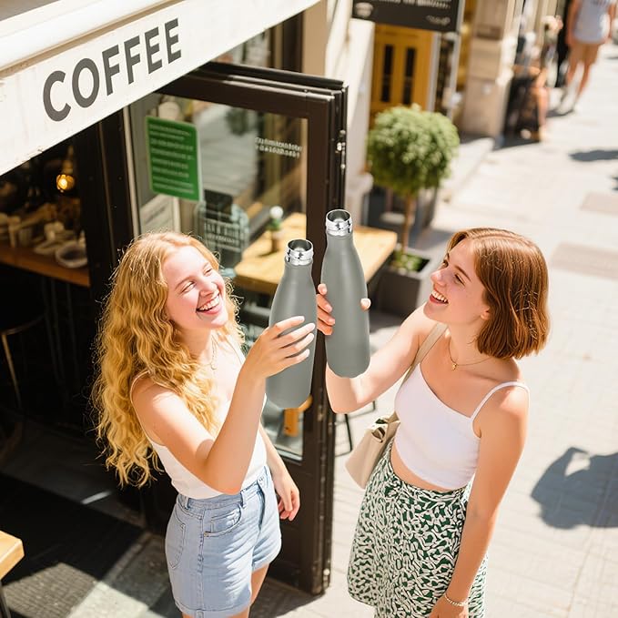 Volhoply 25oz Insulated Water Bottle 1/2/4 Pack, Double Wall Stainless Steel Vacuum Bottles, Keeps Cold & Hot, BPA Free Leak Proof Bottles (Gray,1 Pack)