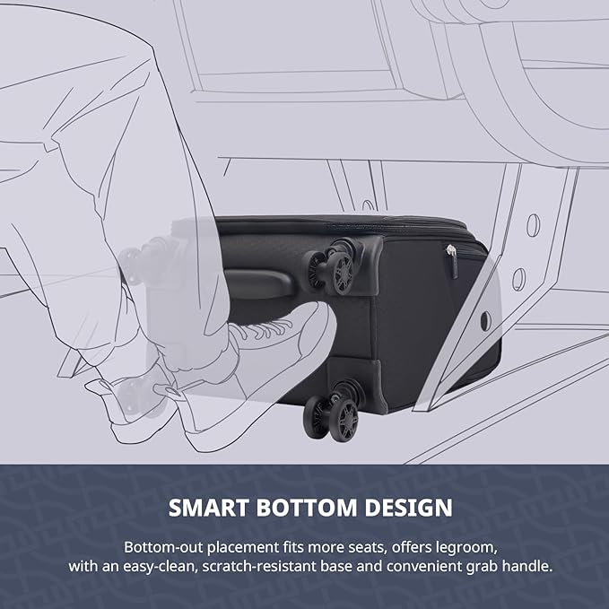 Verage Underseat Carry On Luggage with Wheels & USB Port,14 inch Wheeled Spinner Bag Carry-on Luggages for Airlines, Lightweight Suitcase Men Women, Pilots and Crew (14.5-Inch Plus Underseat Pro)
