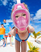 W WSTOO Kids Full Face Snorkel Masks,Suitable for Beginners Dry Top Snorkeling Gear,Can Your Mouth or Nose to Breathe,180 Degrees Panoramic View,Anti-Fog Anti-Leak,Summer Travel and Vacationing Gifts