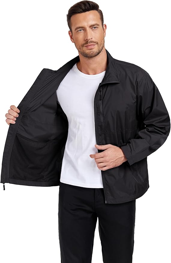 Mens Windbreaker Jackets Lightweight Packable Windproof for Casual Hiking Outdoor