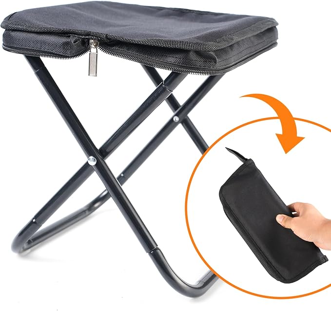Camping Stool 10 Inch Portable Folding Stool with Carry Bag Weight Load 220lbs Portable Stool for Camping Fishing Hiking BBQ