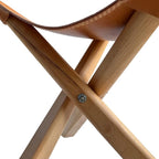 Leather Stool, Portable Beech Wood Artist Folding Stool, Italian Top Vegetable Tanned Leather Seat, Home Fashion Genuine Leather Director’s Stool for Home Outdoor Camping Fishing (Three Leg)