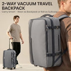Fanwoli Rolling Vacuum Backpack Travel with One-Button Compression, Expandable Carry-On Suitcase Luggage, Approved TSA Lock & Water-Proof Laptop Compartment for Outdoor/Family/Business Trips