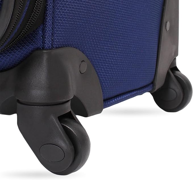 SwissGear Sion Softside Expandable Luggage – Carry-On Suitcase with 360 Degree Wheels & Retractable Handle – 21 Inch, Perfect for 1-3 Night Trips – Blue